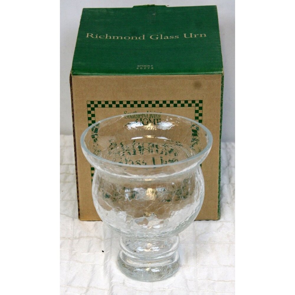 Southern Living Richmond Glass Urn NEW 40278 Crackle Vase Hand Blown Small